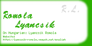 romola lyancsik business card